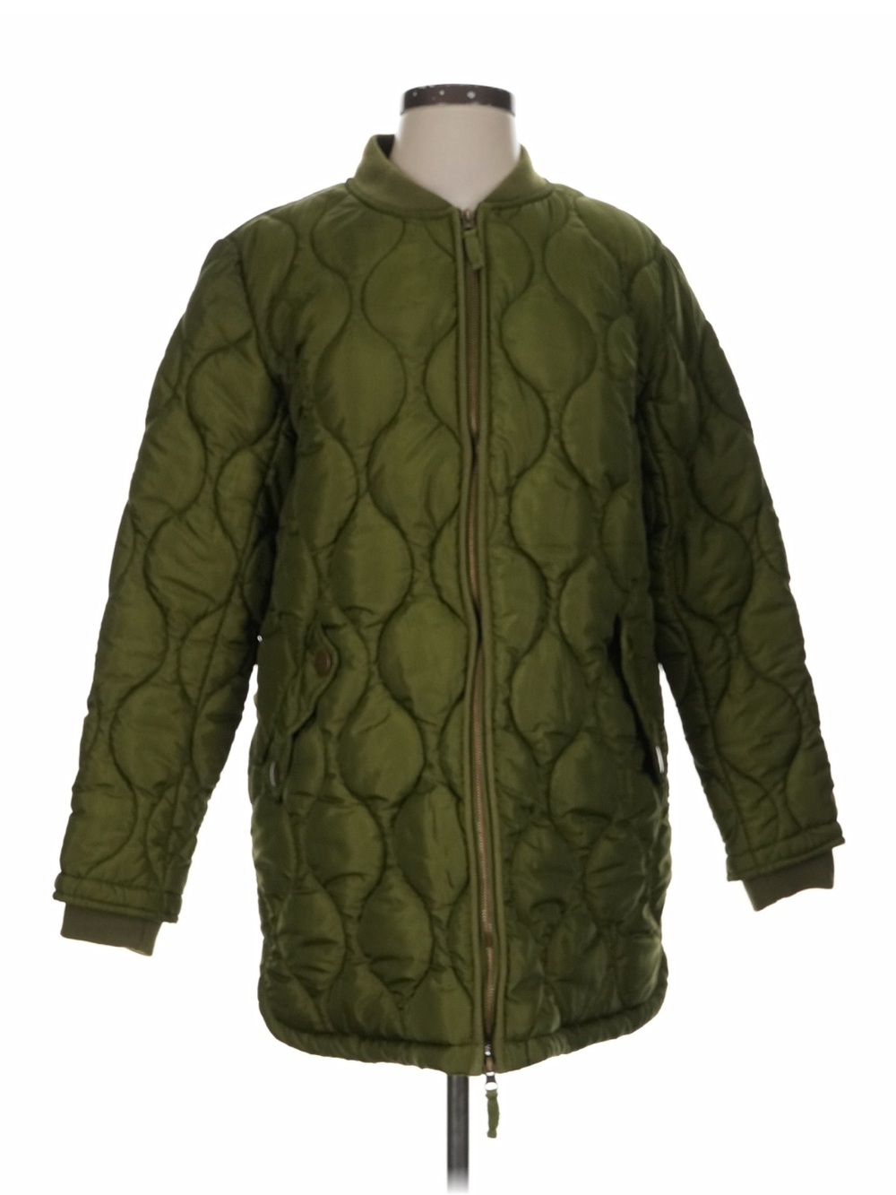 Anthropologie Avec Les Filles Olive Quilted Long Bomber Jacket Size S